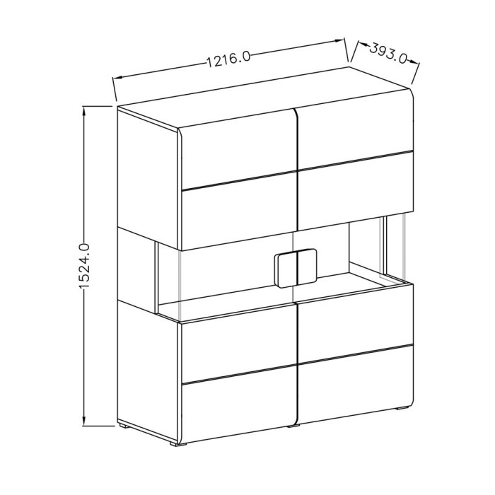 Vitrine double portes collection OHIO. Couleur blanc et chêne. LED incluses