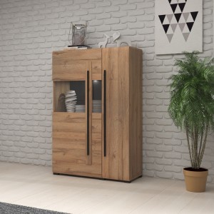 Vitrine design XL collection BREDA. LED incluses. Coloris chêne.