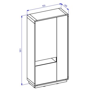 Armoire design avec niche éclairée collection VILLA. Couleur chêne et noir.