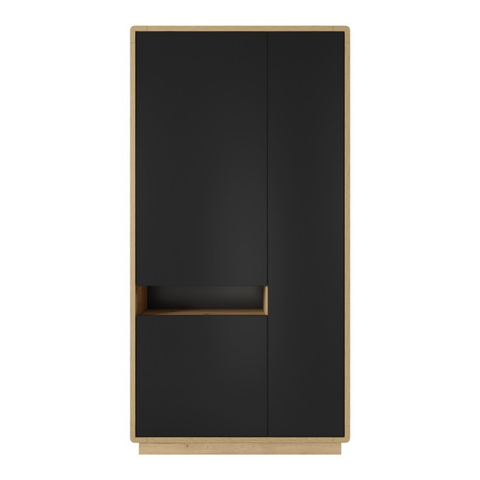Armoire design avec niche éclairée collection VILLA. Couleur chêne et noir.