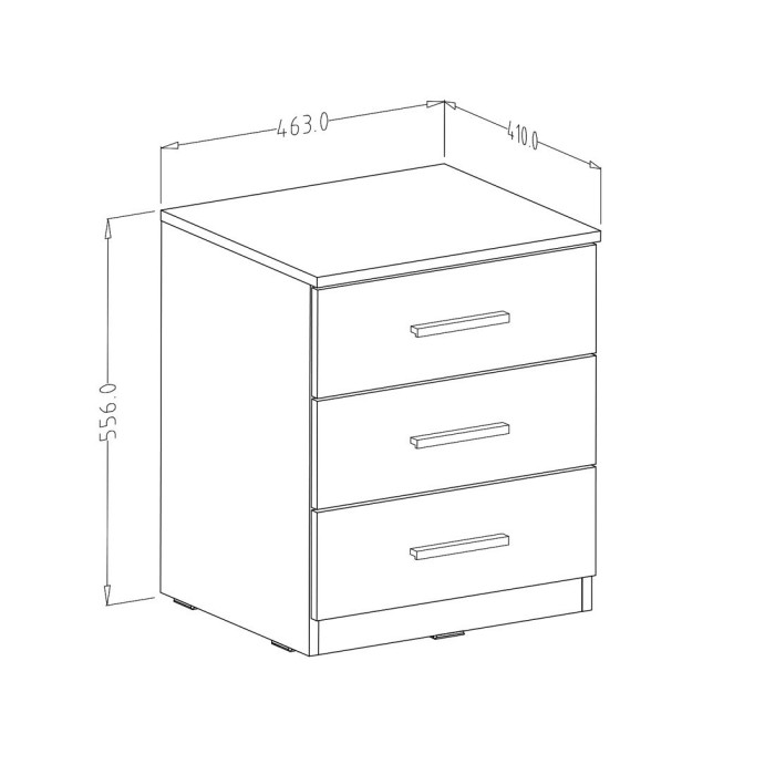 Chambre à coucher FLOYD : Armoire 220cm, Lit 160x200, commode, chevets. Couleur chêne foncé et noir brillant