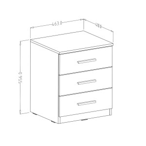 Chambre à coucher FLOYD : Armoire 220cm, Lit 160x200, commode, chevets. Coloris blanc effet bois.