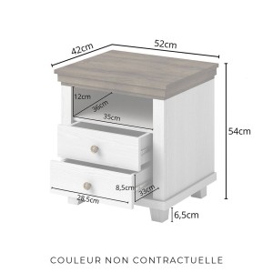 Chambre à coucher ASSIA : Armoire 200cm, Lit 160x200, commode, chevets. Coloris vert kaki et  chêne.