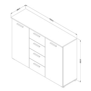 Chambre à coucher EOS : Armoire 220cm, Lit 160x200, commode, chevets. Couleur blanc mat