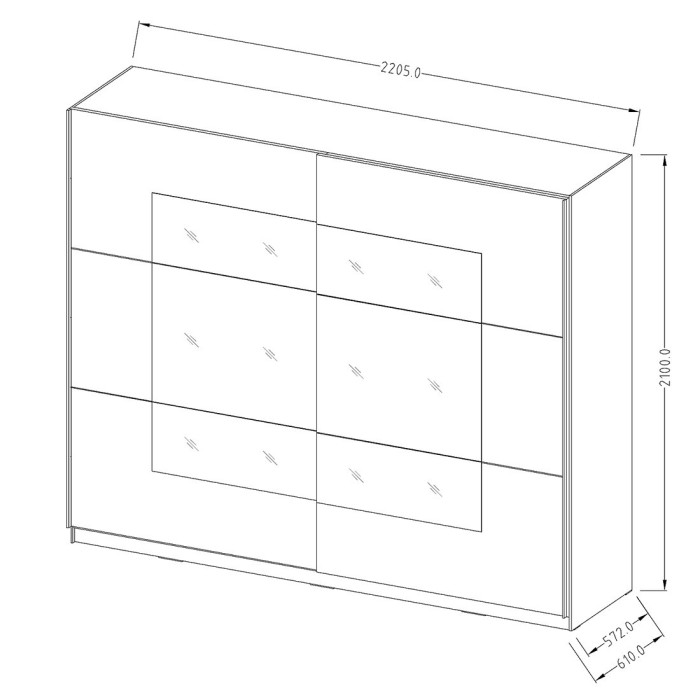 Chambre à coucher EOS : Armoire 220cm, Lit 160x200, commode, chevets. Couleur blanc mat