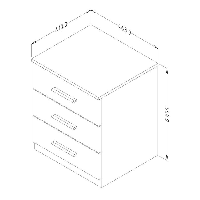 Chambre à coucher EOS : Armoire 200cm, Lit 160x200, commode, chevets. Couleur blanc mat
