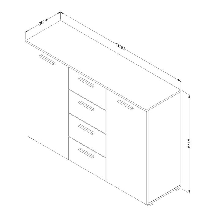 Chambre à coucher EOS : Armoire 200cm, Lit 160x200, commode, chevets. Couleur blanc mat