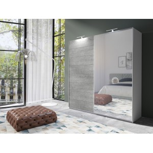 Armoire design 180 cm avec 2 portes coulissantes collection BLISS. Couleur gris béton