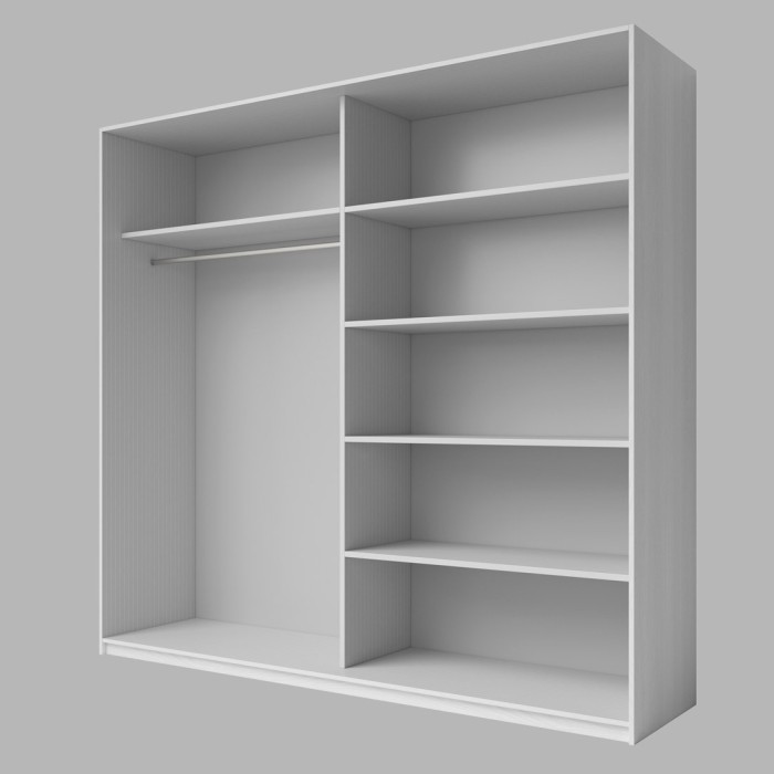 Armoire 2 portes coulissantes 220cm Coloris blanc avec miroir. Collection FLOYD