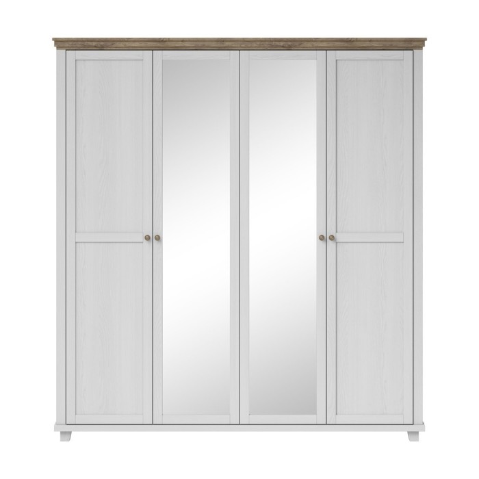 Armoire 200x220 avec 4 portes. Coloris blanc et chêne. Collection ASSIA