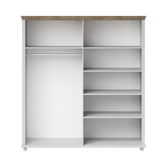 Armoire 200x220 avec 4 portes. Coloris blanc et chêne. Collection ASSIA