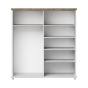 Armoire 200x220 avec 4 portes. Coloris blanc et chêne. Collection ASSIA