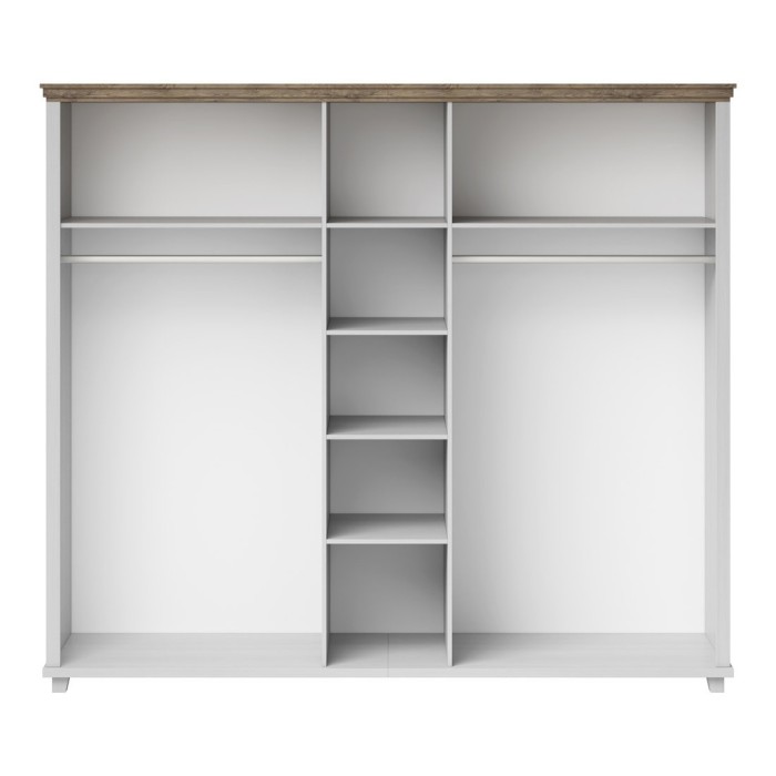 Armoire 250x220 avec 5 portes. Coloris blanc et chêne. Collection ASSIA