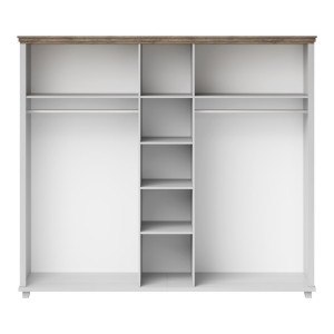 Armoire 250x220 avec 5 portes. Coloris blanc et chêne. Collection ASSIA