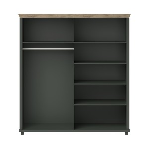 Armoire 200x220 avec 4 portes. Coloris vert kaki et chêne. Collection ASSIA