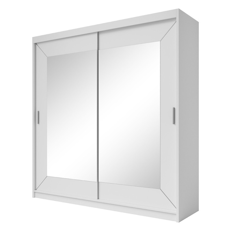 Armoire 180cm avec miroirs et portes coulissantes. Collection ROMEO. Coloris blanc