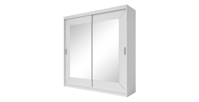 Armoire 200cm avec miroirs et portes coulissantes. Collection ROMEO. Coloris blanc