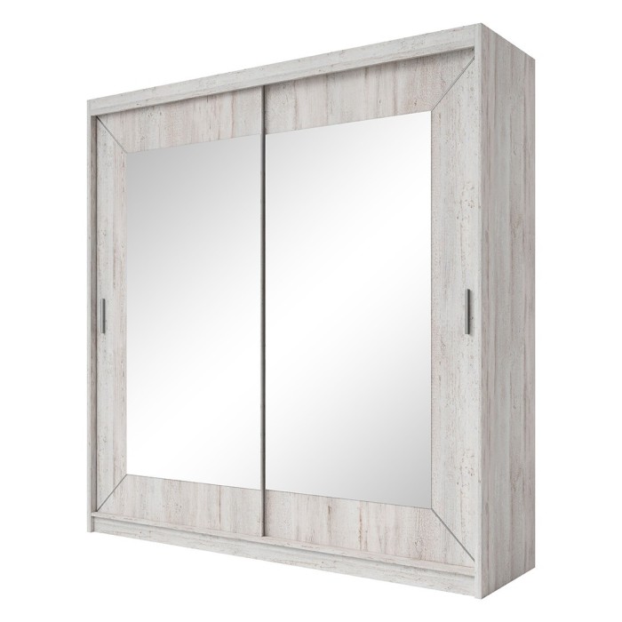 Armoire 200cm avec miroirs et portes coulissantes. Collection ROMEO. Effet pin