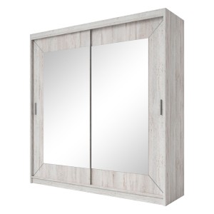 Armoire 200cm avec miroirs et portes coulissantes. Collection ROMEO. Effet pin