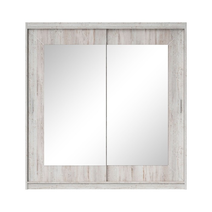 Armoire 200cm avec miroirs et portes coulissantes. Collection ROMEO. Effet pin