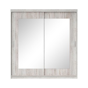 Armoire 200cm avec miroirs et portes coulissantes. Collection ROMEO. Effet pin