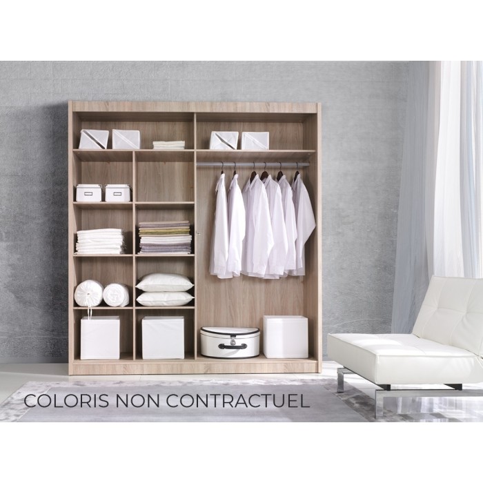 Armoire 200cm avec miroirs et portes coulissantes. Collection ROMEO. Effet pin