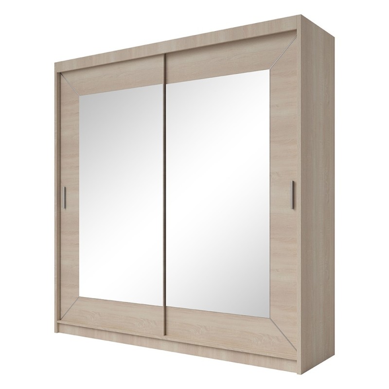 Armoire 180cm avec miroirs et portes coulissantes. Collection ROMEO. Coloris chêne