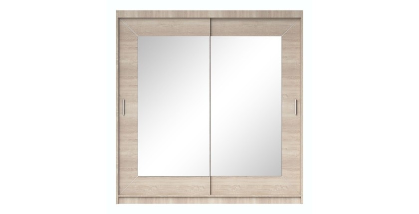 Armoire 200cm avec miroirs et portes coulissantes. Collection ROMEO. Effet chêne
