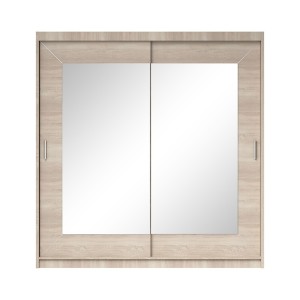 Armoire 200cm avec miroirs et portes coulissantes. Collection ROMEO. Effet chêne