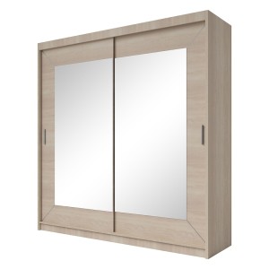 Armoire 200cm avec miroirs et portes coulissantes. Collection ROMEO. Effet chêne