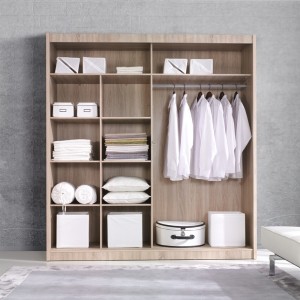 Armoire 200cm avec miroirs et portes coulissantes. Collection ROMEO. Effet chêne