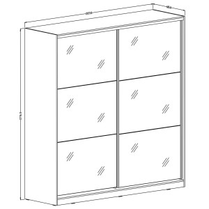 Armoire noire 200cm avec miroirs, portes coulissantes. Collection CALABRE.