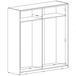 Armoire noire 200cm avec miroirs, portes coulissantes. Collection CALABRE.