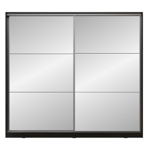 Armoire noire 200cm avec miroirs, portes coulissantes. Collection CALABRE.