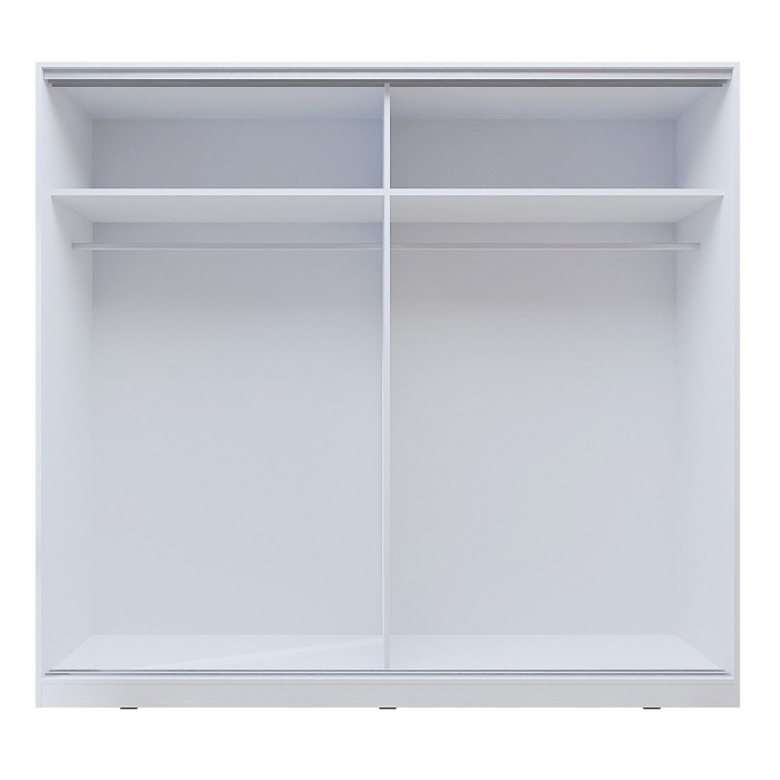 Armoire blanche 200cm avec miroirs, portes coulissantes. Collection CALABRE.