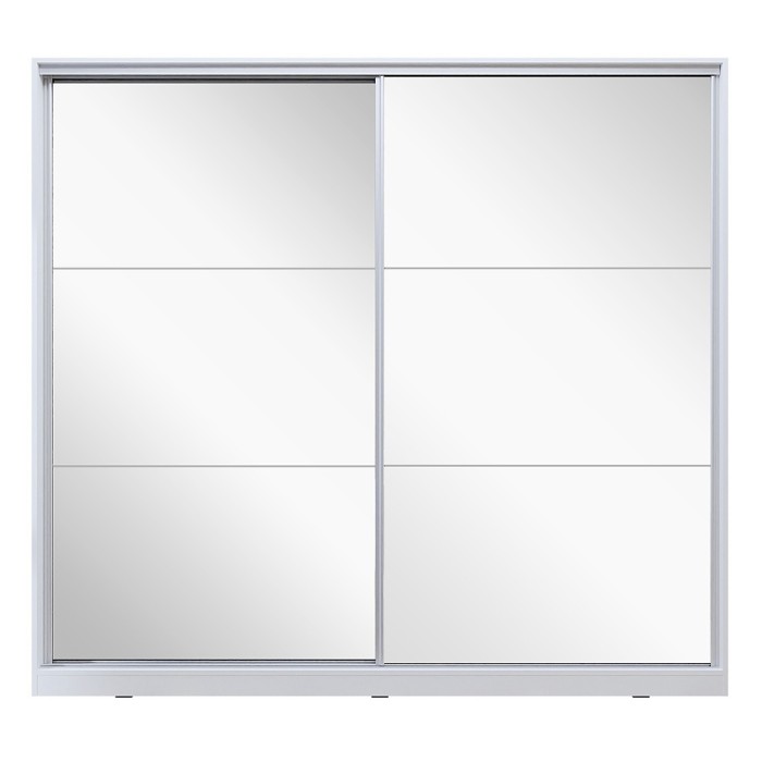 Armoire blanche 200cm avec miroirs, portes coulissantes. Collection CALABRE.