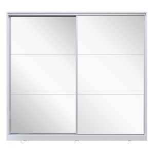 Armoire blanche 200cm avec miroirs, portes coulissantes. Collection CALABRE.