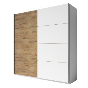 Armoire 2 portes coulissantes 200cm couleur chêne et blanc. Collection FLOYD