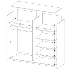Armoire 2 portes coulissantes 200cm couleur chêne et blanc. Collection FLOYD