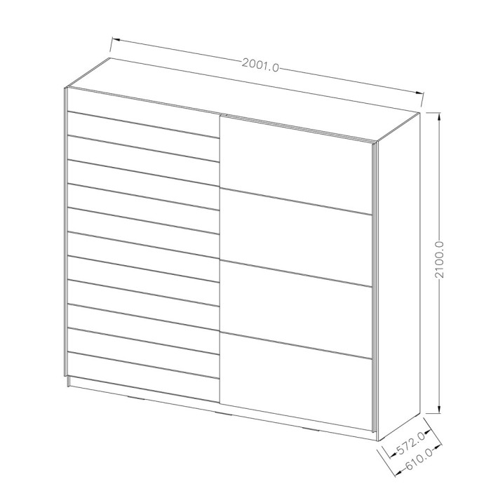 Armoire 2 portes coulissantes 200cm couleur chêne et blanc. Collection FLOYD