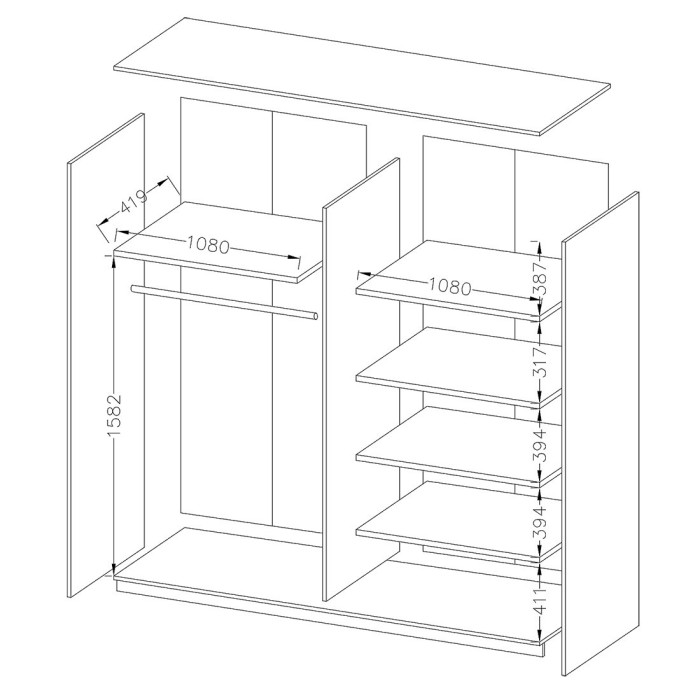 Armoire 2 portes coulissantes 220cm couleur chêne et blanc. Collection FLOYD