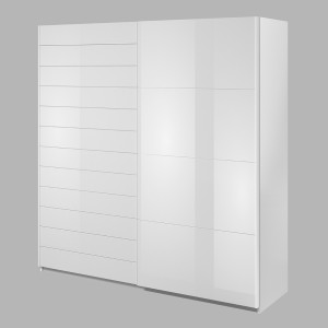 Armoire 2 portes coulissantes 220cm couleur blanc brillant. Collection FLOYD