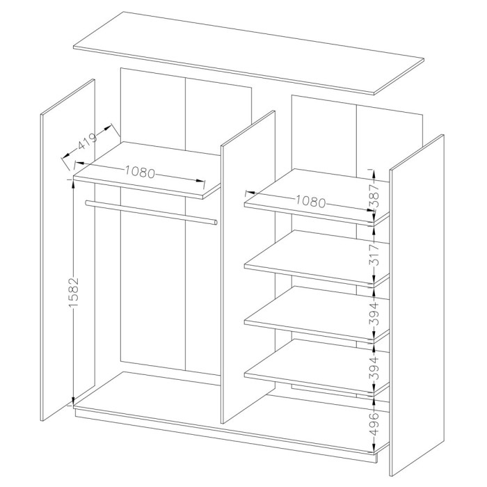 Armoire 2 portes coulissantes 220cm couleur blanc brillant. Collection FLOYD