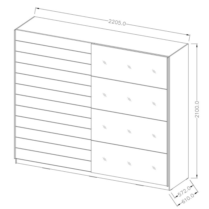 Armoire 2 portes coulissantes 220cm couleur blanc brillant. Collection FLOYD