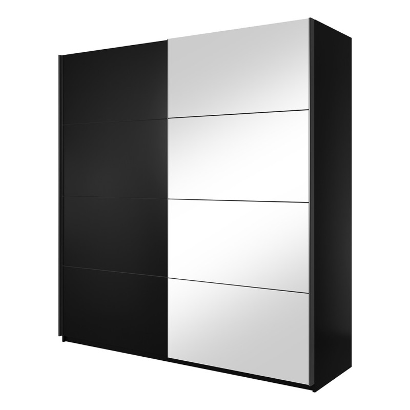 Armoire design 220cm. 2 portes avec miroirs modulables. Couleur noir mat. Collection EOS