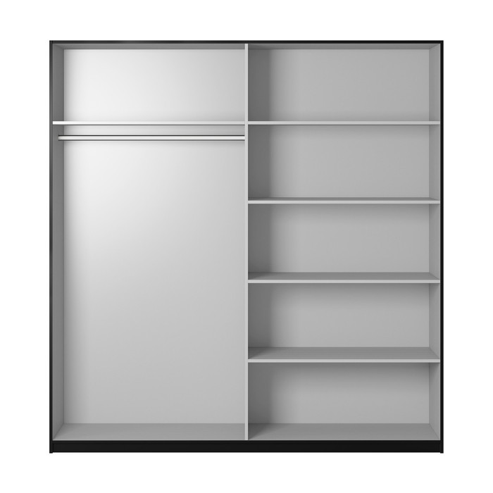 Armoire design 220cm. 2 portes avec miroirs modulables. Couleur noir mat. Collection EOS