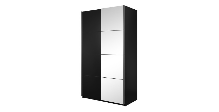 Armoire design 150cm. 2 portes avec miroirs modulables. Couleur noir mat. Collection EOS