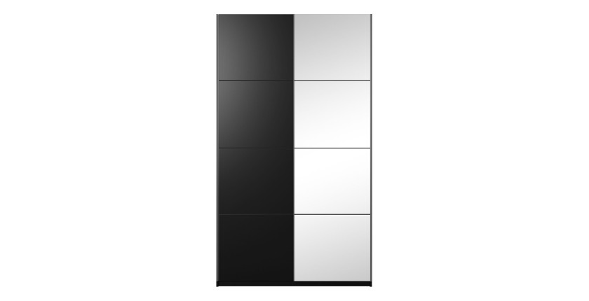 Armoire design 120cm. 2 portes avec miroirs modulables. Couleur noir mat. Collection EOS