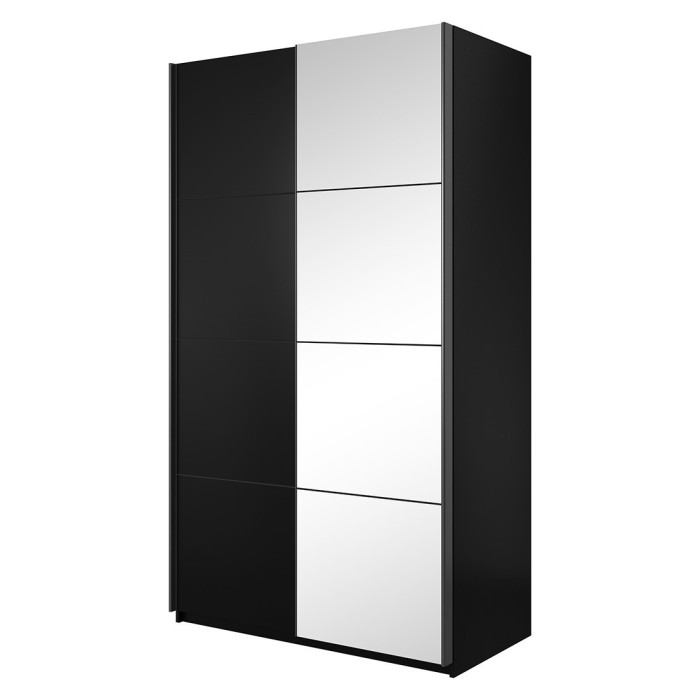 Armoire design 120cm. 2 portes avec miroirs modulables. Couleur noir mat. Collection EOS