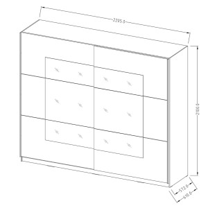 Armoire design 2 portes 220 cm avec miroir. Couleur blanc brillant. Collection EOS